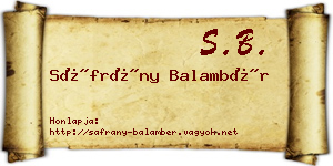 Sáfrány Balambér névjegykártya